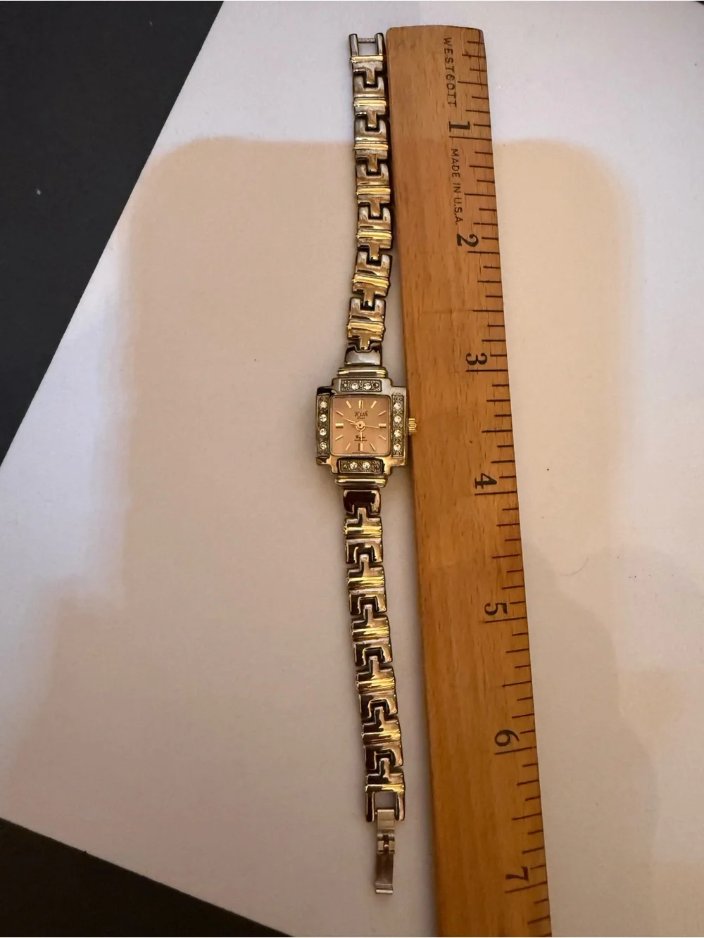 KISH Women's Silver-Tone Bracelet Watch with Pink Dial and Crystal Accents Vtg.